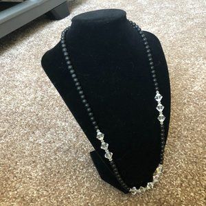 Black and Clear Crystal Beaded Necklace